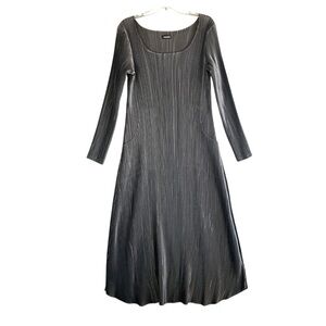 MASHIAH Long Sleeve Pewter Accordion Pleat Maxi Dress One Size or M / L